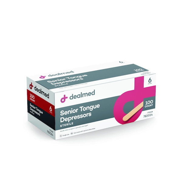 Dealmed Tongue Depressors, Sterile, 6", 100/Bx, 10/Cs, 1000PK 782024 - main